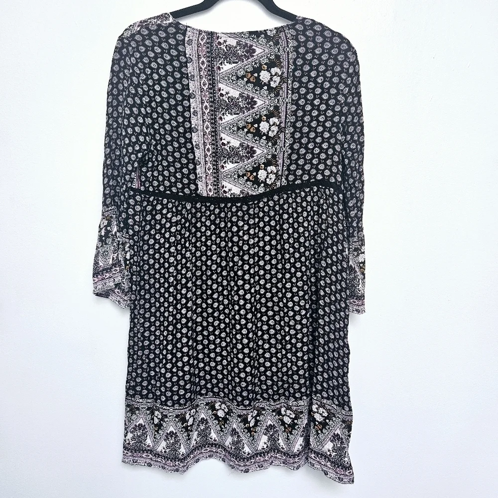 Knox Rose Paisley & Batic Print Flowy Quater Sleeve Midi sz M Tunic Dress - Picture 2 of 11